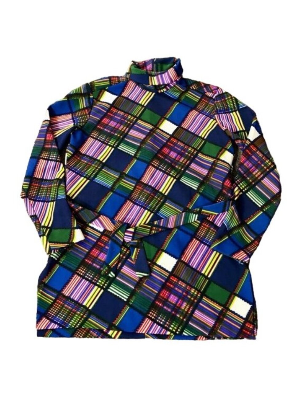 Vintage Sunny South Belted Turtleneck Blouse Womens 30 (Bust) Used Colorful 60s - Picture 5 of 12